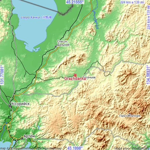 Topographic map of Grazhdanka