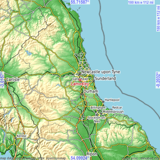 Topographic map of Lamesley