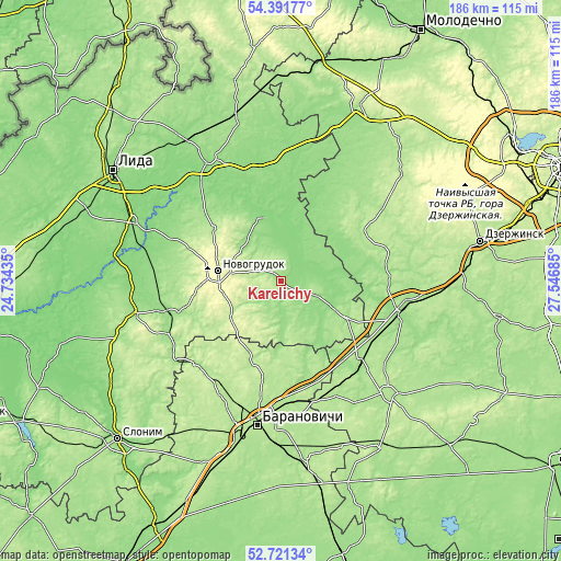 Topographic map of Karelichy