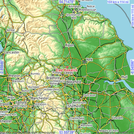 Topographic map of East Keswick