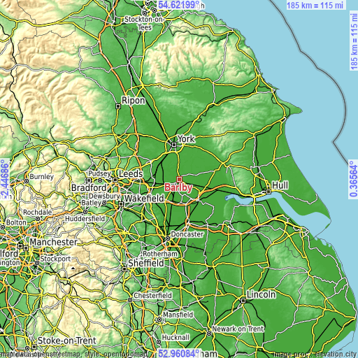 Topographic map of Barlby