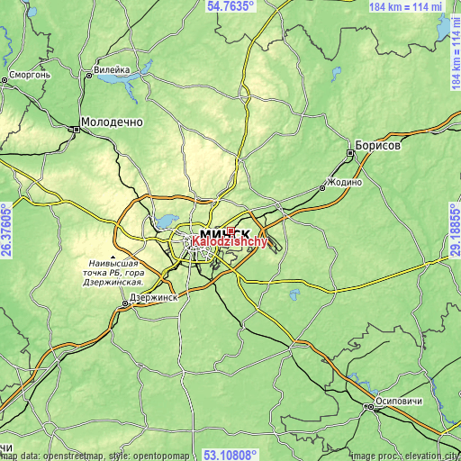 Topographic map of Kalodzishchy