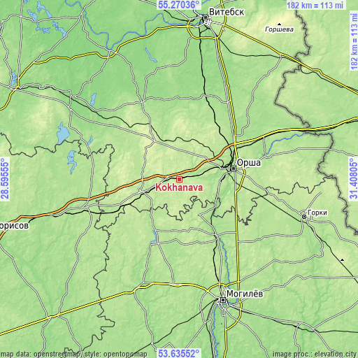 Topographic map of Kokhanava