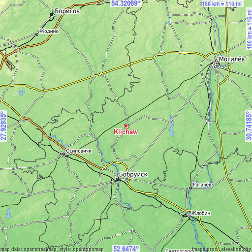 Topographic map of Klichaw