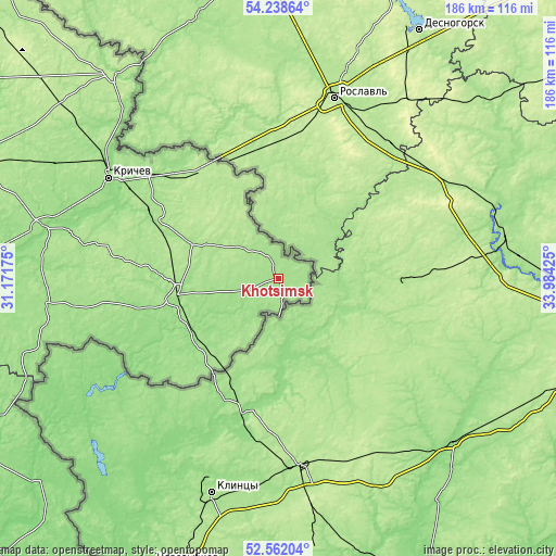 Topographic map of Khotsimsk
