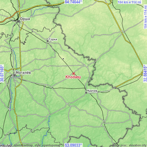 Topographic map of Khodasy