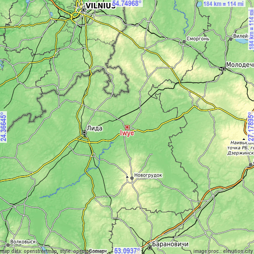 Topographic map of Iwye