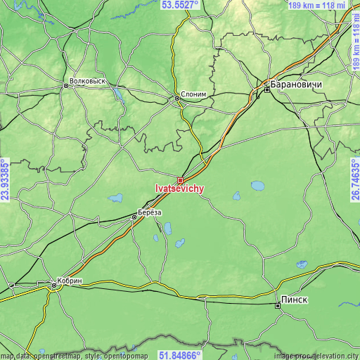 Topographic map of Ivatsevichy