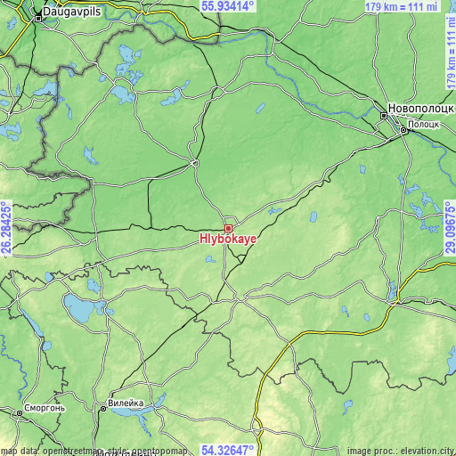 Topographic map of Hlybokaye