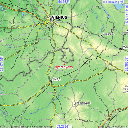 Topographic map of Hyeranyony