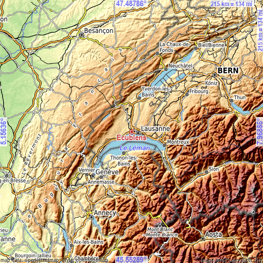Topographic map of Ecublens