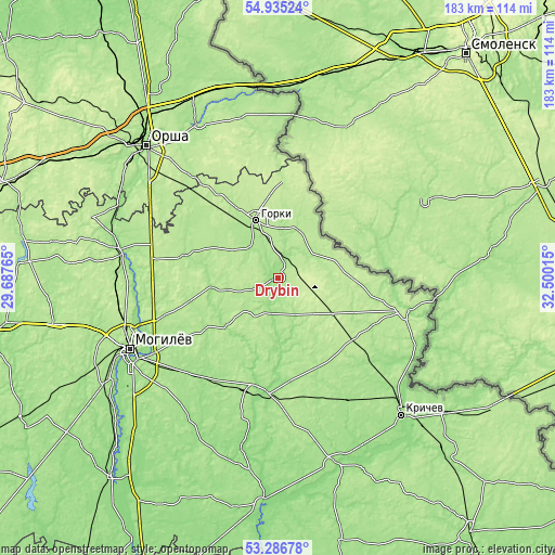 Topographic map of Drybin