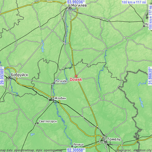 Topographic map of Dowsk