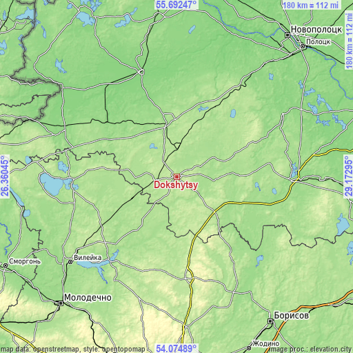 Topographic map of Dokshytsy