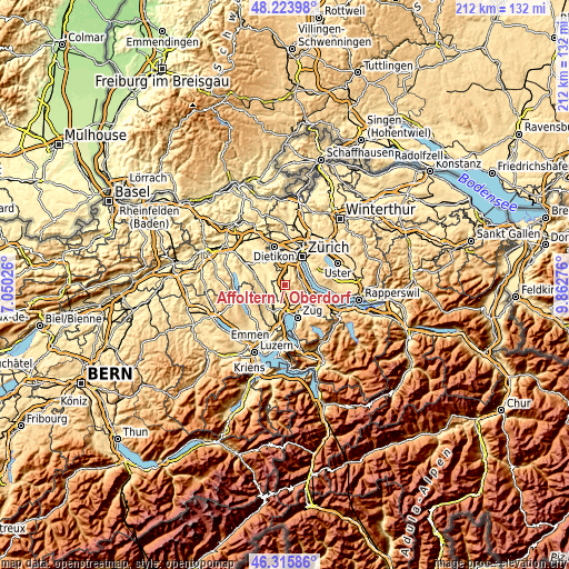 Topographic map of Affoltern / Oberdorf