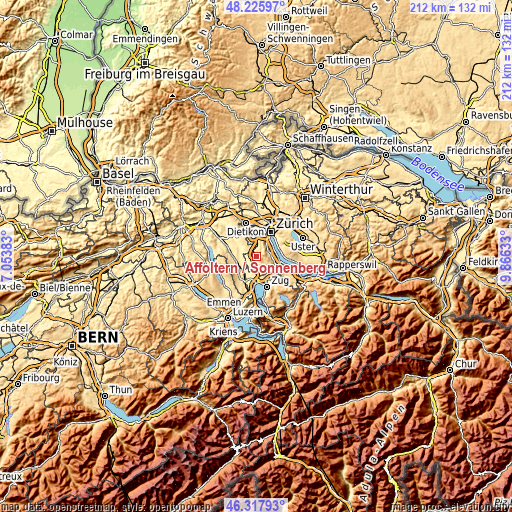 Topographic map of Affoltern / Sonnenberg