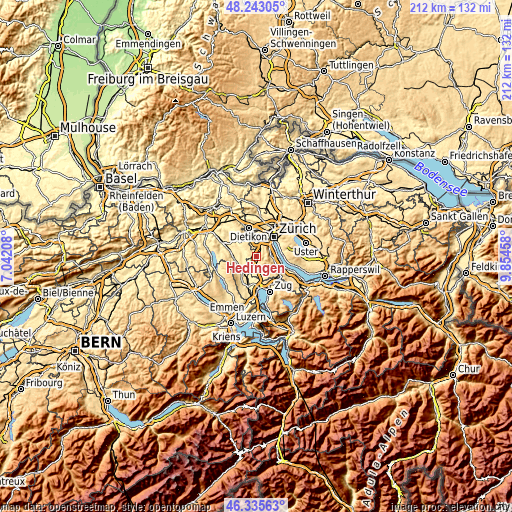 Topographic map of Hedingen