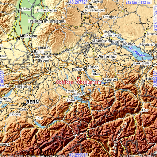 Topographic map of Obfelden / Oberlunnern