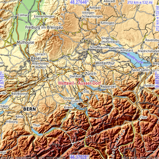 Topographic map of Wettswil / Ausser-Dorf