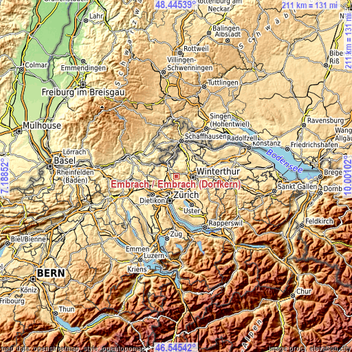 Topographic map of Embrach / Embrach (Dorfkern)