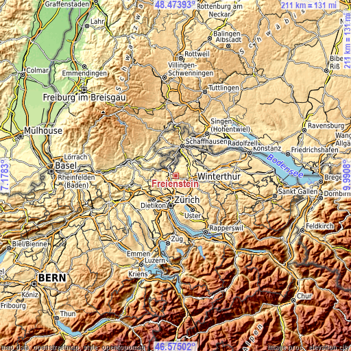 Topographic map of Freienstein