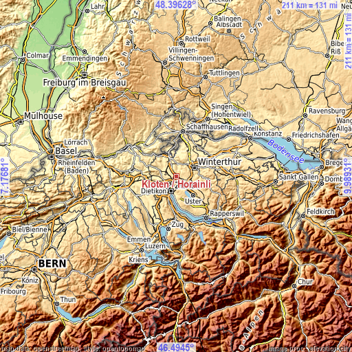 Topographic map of Kloten / Horainli