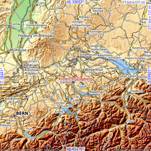 Topographic map of Kloten / Geissberg