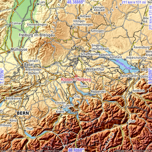 Topographic map of Kloten / Holberg