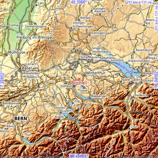 Topographic map of Birchwil