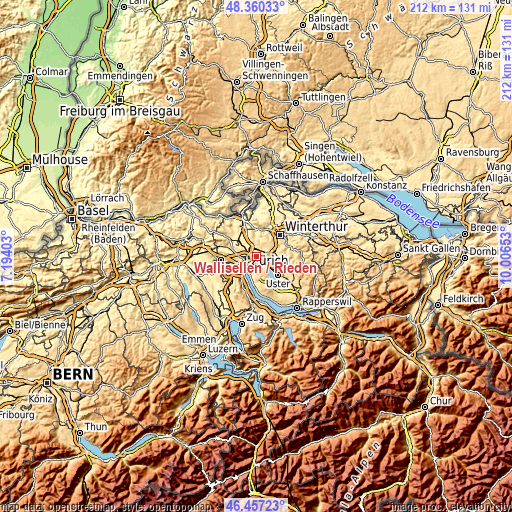 Topographic map of Wallisellen / Rieden