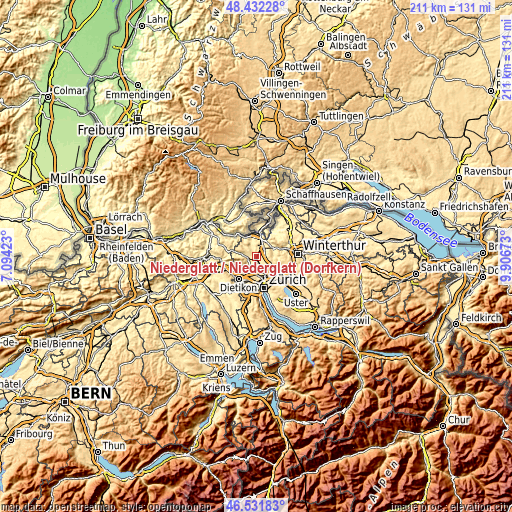Topographic map of Niederglatt / Niederglatt (Dorfkern)