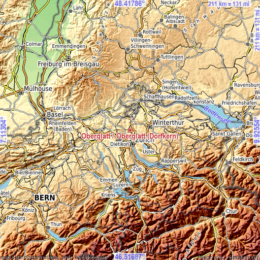 Topographic map of Oberglatt / Oberglatt (Dorfkern)