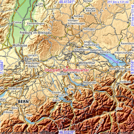 Topographic map of Oberglatt / Bahnhofquartier