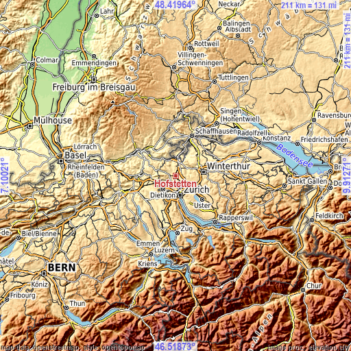 Topographic map of Hofstetten