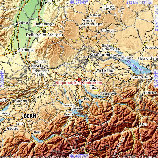 Topographic map of Regensdorf / Obstgarten