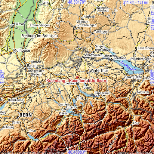 Topographic map of Rümlang / Rümlang (Dorfkern)