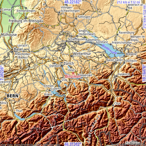 Topographic map of Binzikon