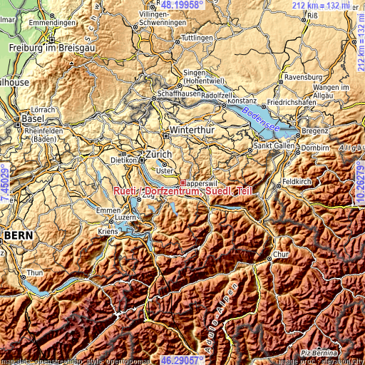 Topographic map of Rüti / Dorfzentrum, Südl. Teil