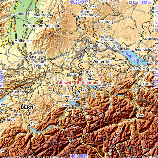 Topographic map of Adliswil / Oberleimbach
