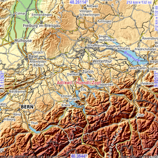 Topographic map of Adliswil / Hündli-Zopf