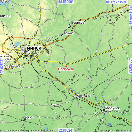 Topographic map of Chervyen’