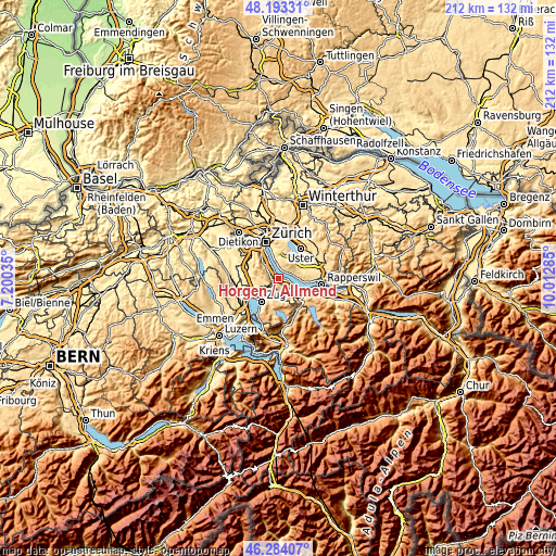 Topographic map of Horgen / Allmend