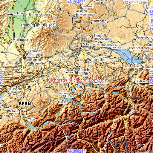 Topographic map of Kilchberg / Kilchberg (Dorfkern)