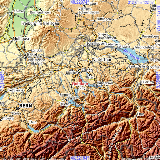 Topographic map of Gattikon