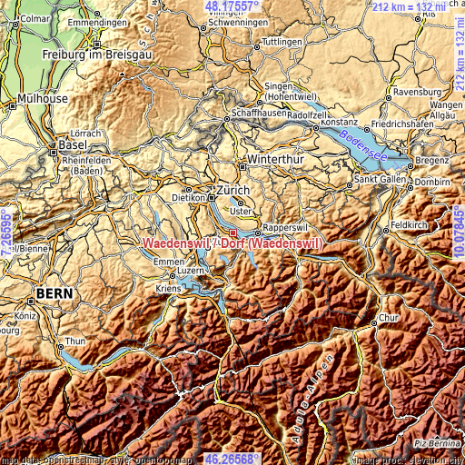 Topographic map of Wädenswil / Dorf (Wädenswil)