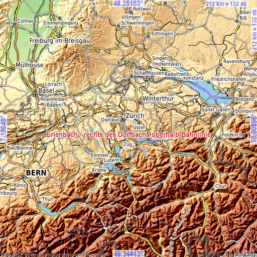 Topographic map of Erlenbach / rechts des Dorfbachs oberhalb Bahnlinie