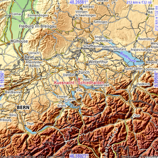 Topographic map of Küsnacht / Schiedhalden