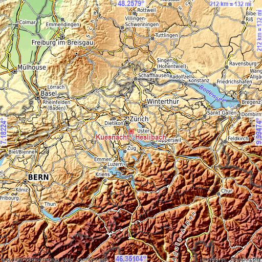 Topographic map of Küsnacht / Heslibach