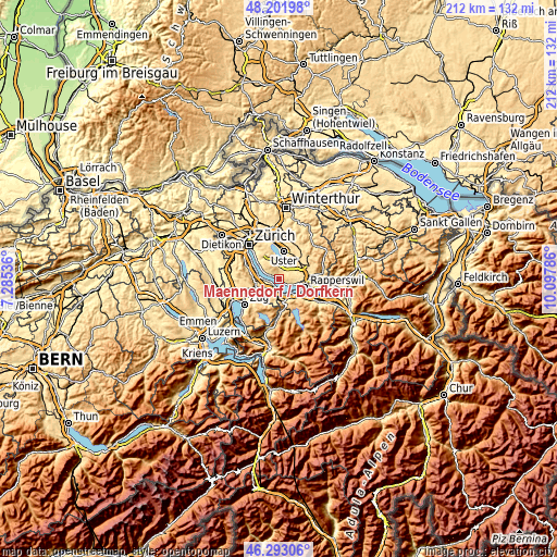 Topographic map of Männedorf / Dorfkern