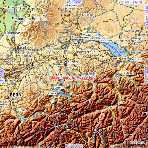 Topographic map of Männedorf / Ausserfeld